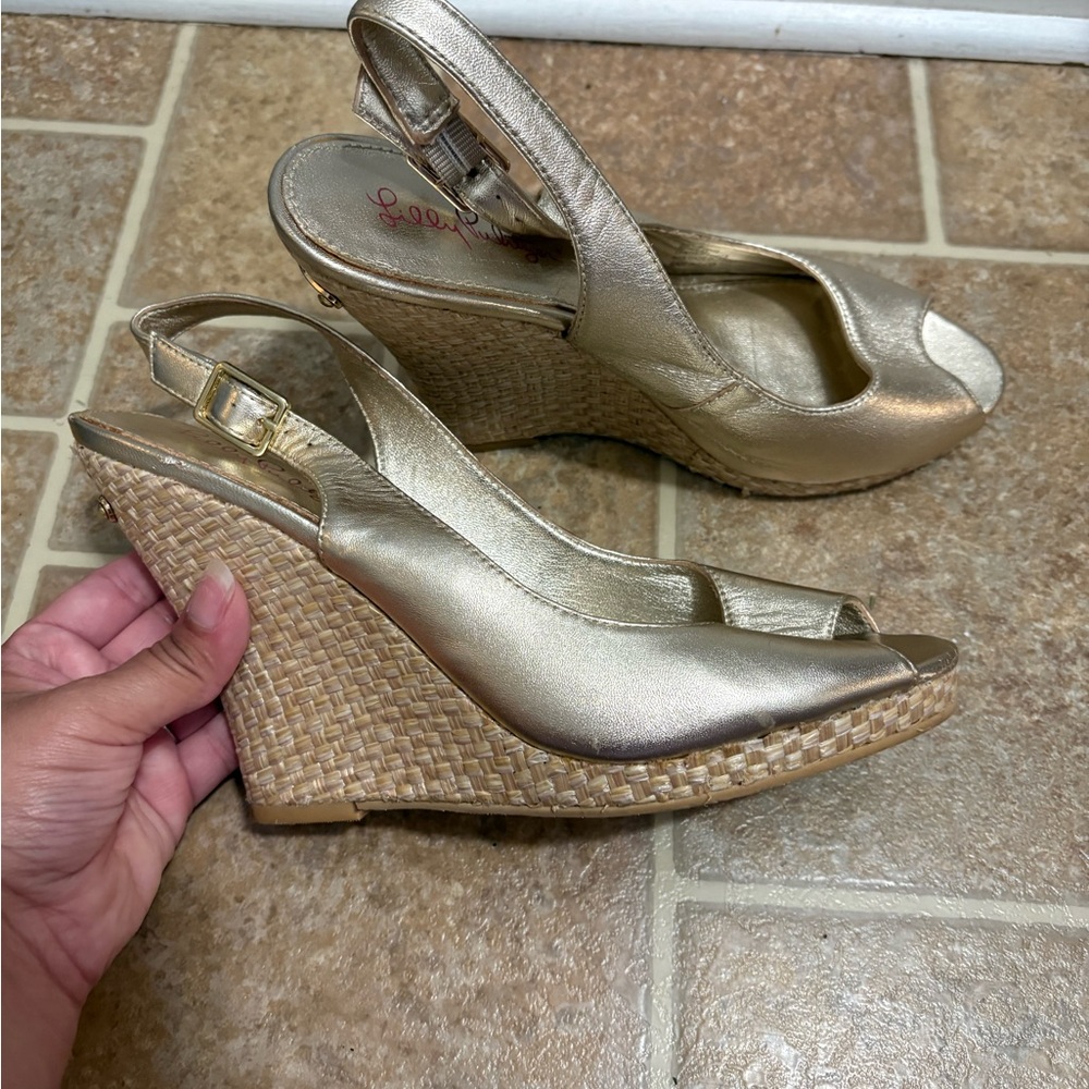 Pre-owned Lilly Pulitzer Kristen Wedges 9